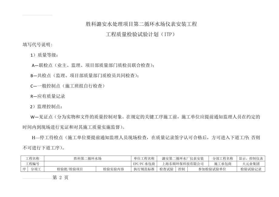 仪表工程质量检验试验计划(14页).doc_第2页