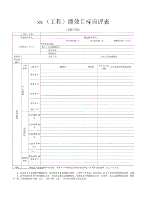 xx项目绩效目标自评表（模板）.docx