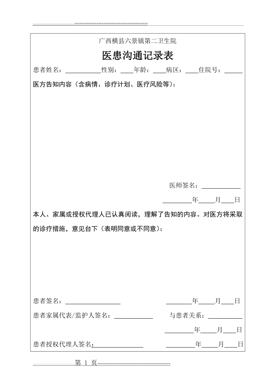 医患沟通记录表(2页).doc_第1页