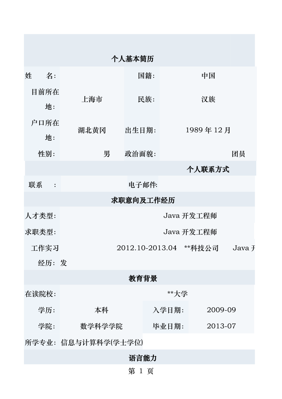 javaweb开发简历模板.docx_第1页