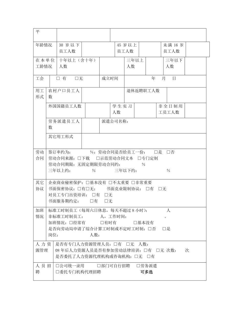 企业人力资源法律风险调查表北京盈科.docx_第2页