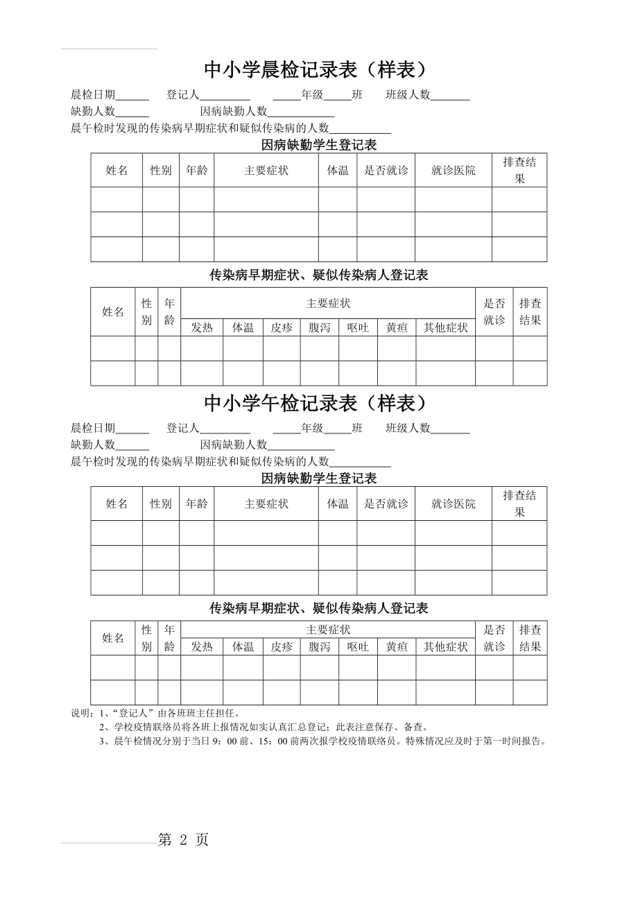 中小学晨检记录表(样表)(2页).doc_第2页