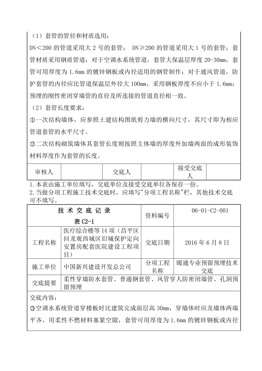 暖通专业预留预埋技术交底.docx_第2页