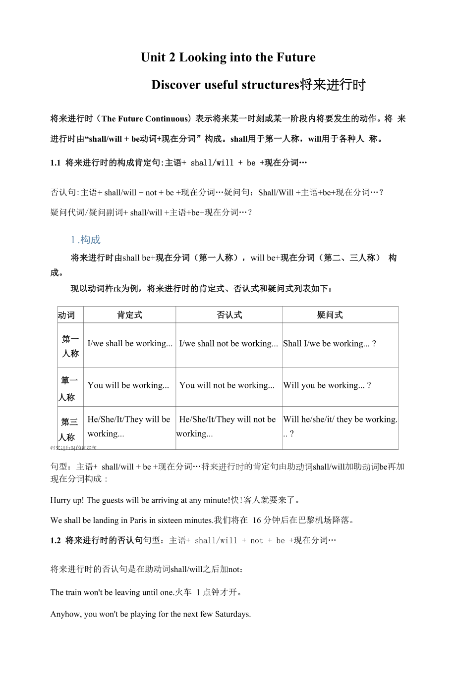 人教版(新教材)高中英语选修1Unit 2 Looking into the Future学案2：Discover useful structures.docx_第1页