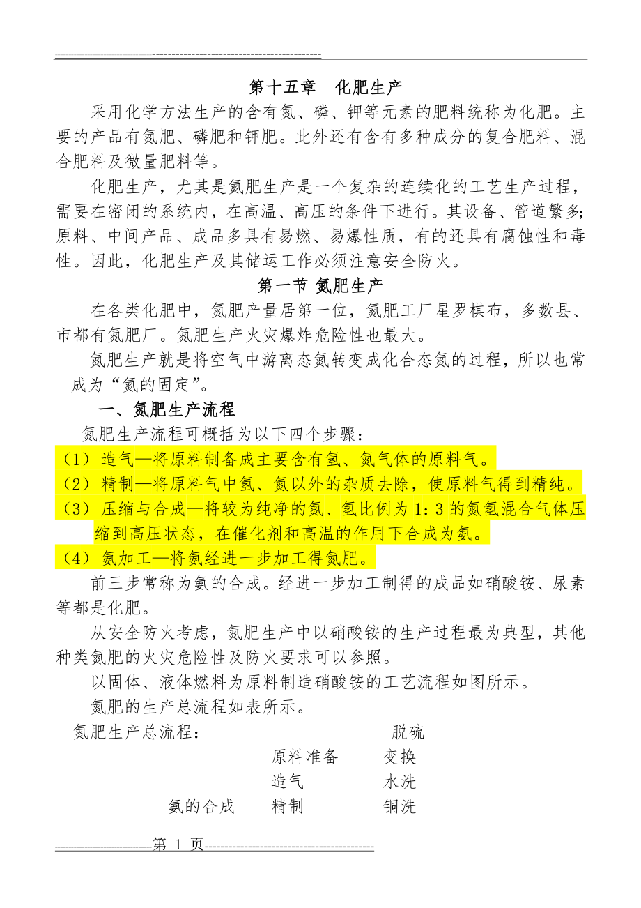 化肥生产工艺流程(22页).doc_第1页