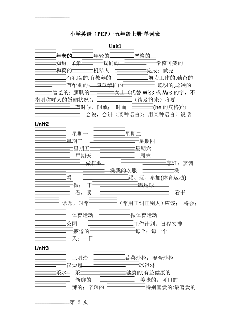 人教PEP小学英语五年级上单词默写(带四线格)(4页).doc_第2页