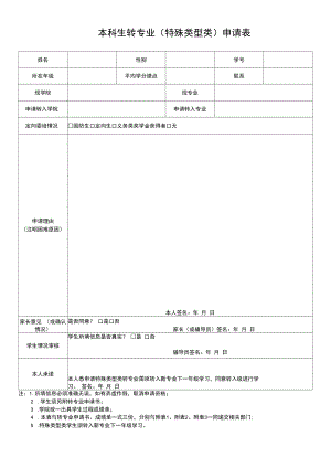 本科生转专业特殊类型类申请表（模板）.docx