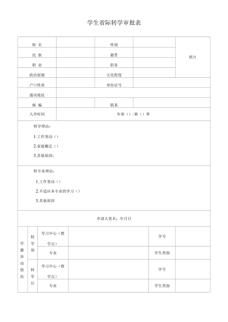 大学学生省际转学审批表.docx_第1页