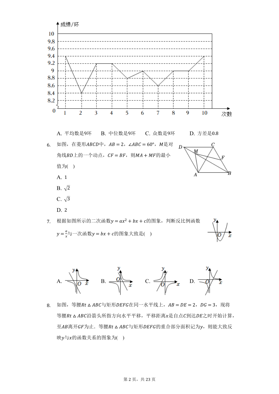 2022年山东省菏泽市中考数学试题及答案解析.docx_第2页