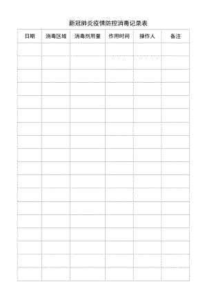 新冠肺炎疫情防控消毒记录表.docx