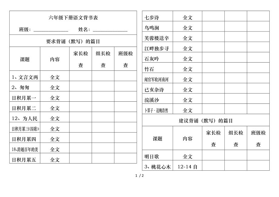 六年级下册语文要背诵的内容.doc_第1页