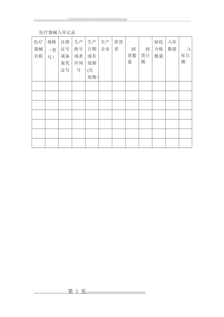 医疗器械入库记录(1页).doc_第1页