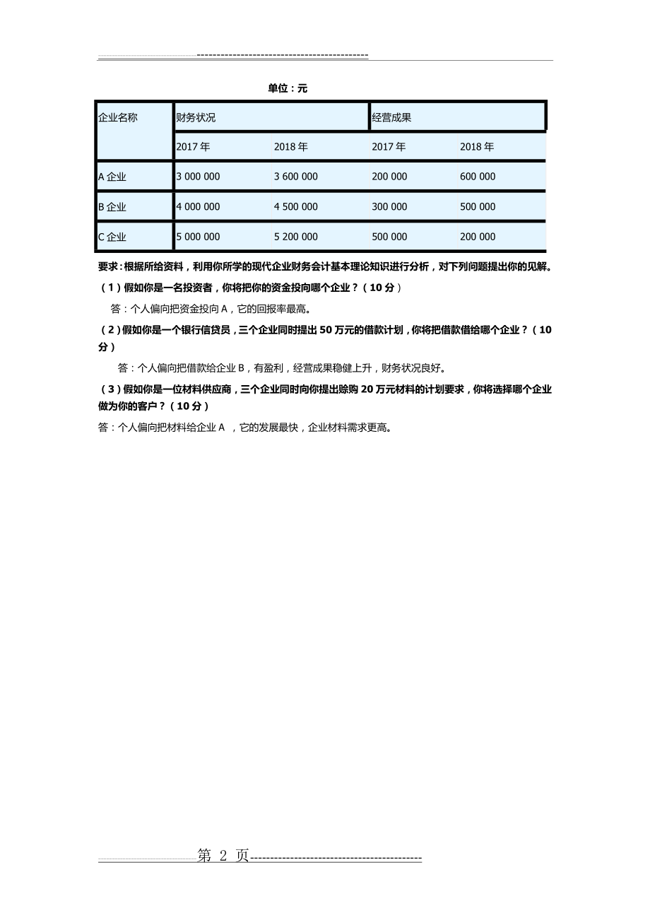 华南理工大学2020年春《会计学原理》平时作业答案(2页).doc_第2页