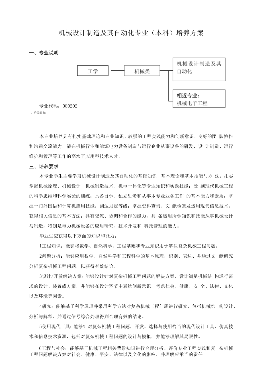 机械设计制造及其自动化专业（本科）培养方案（2022）.docx_第1页