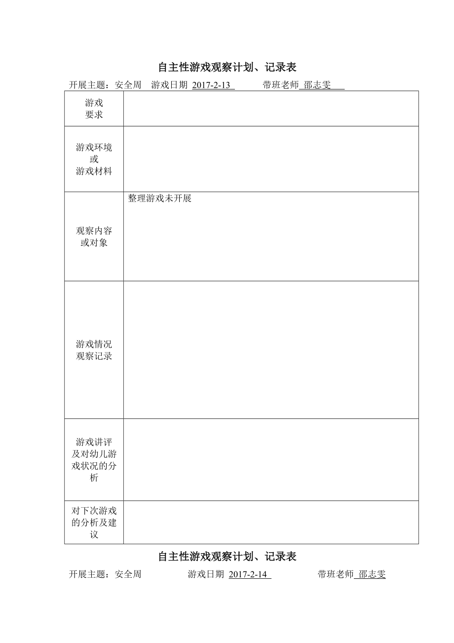 小班下学期自主性游戏观察记录.docx_第1页