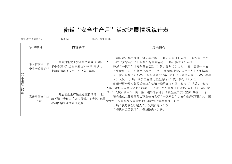 街道“安全生产月”活动进展情况统计表.docx_第1页