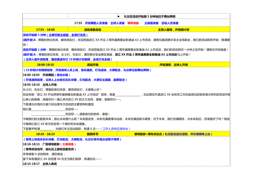 奥迪新车上市活动主持人串词执行表.docx_第2页