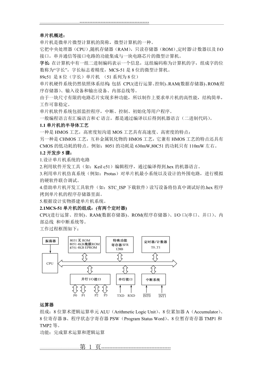 单片机原理及应用期末考试必考知识点重点总结(10页).doc_第1页