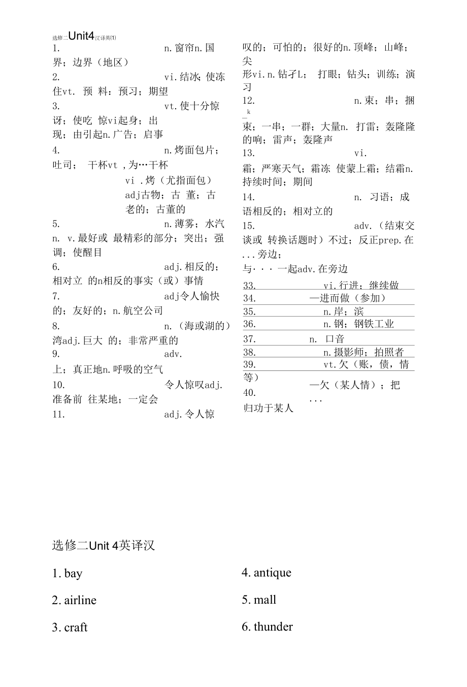 高中英语-选修二-unit4词汇.docx_第1页