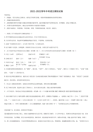 2021-2022学年黑龙江省双鸭山市名校中考三模语文试题含解析.docx