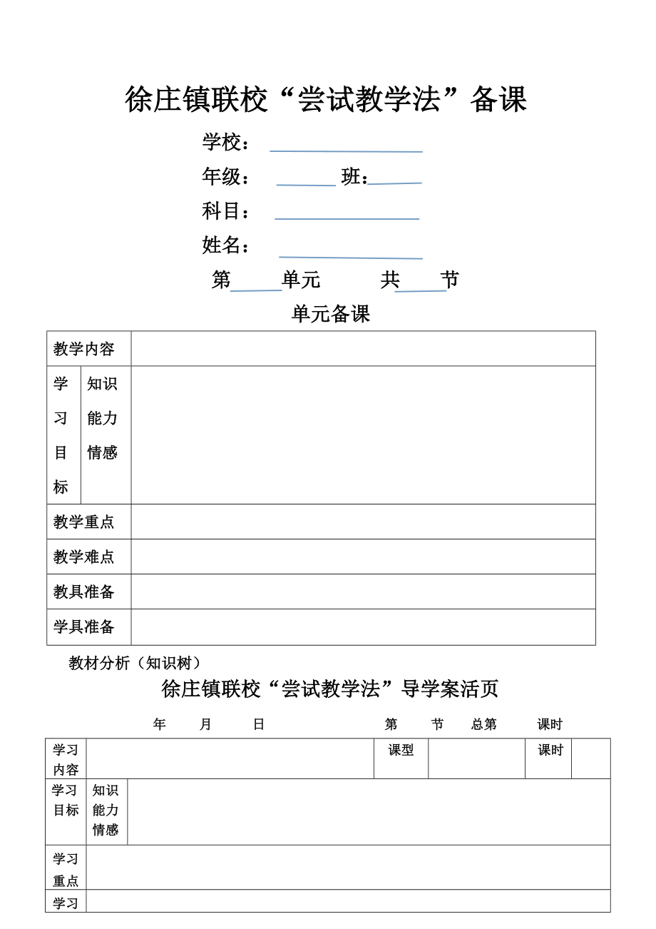 徐庄镇联校尝试教学法导学案活页.docx_第1页