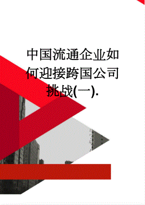 中国流通企业如何迎接跨国公司挑战(一).(4页).doc