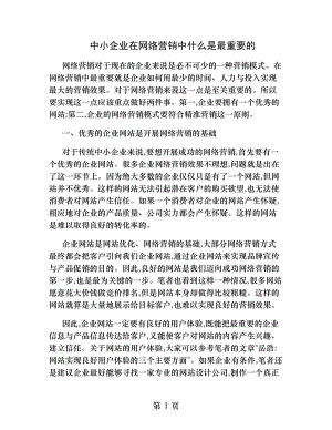 中小企业在网络营销中什么是最重要的.docx