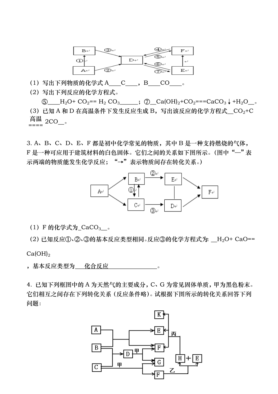 初三化学复习专题框图型推断题.doc_第2页