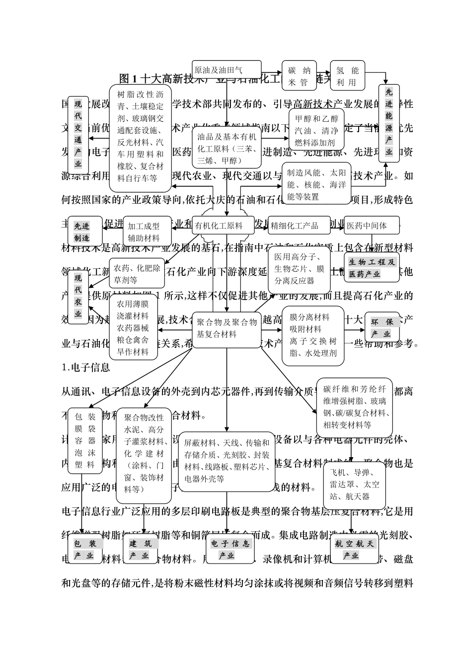 十大高新技术产业与石油化工产业链关系图.docx_第1页