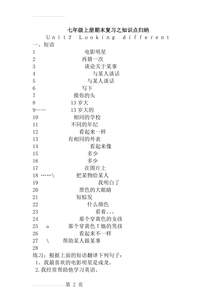 仁爱版初中英语七年级上册UNIT2知识点(14页).doc_第2页