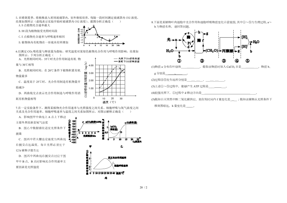 一轮复习学案光合作用与呼吸作用的关系.doc_第2页