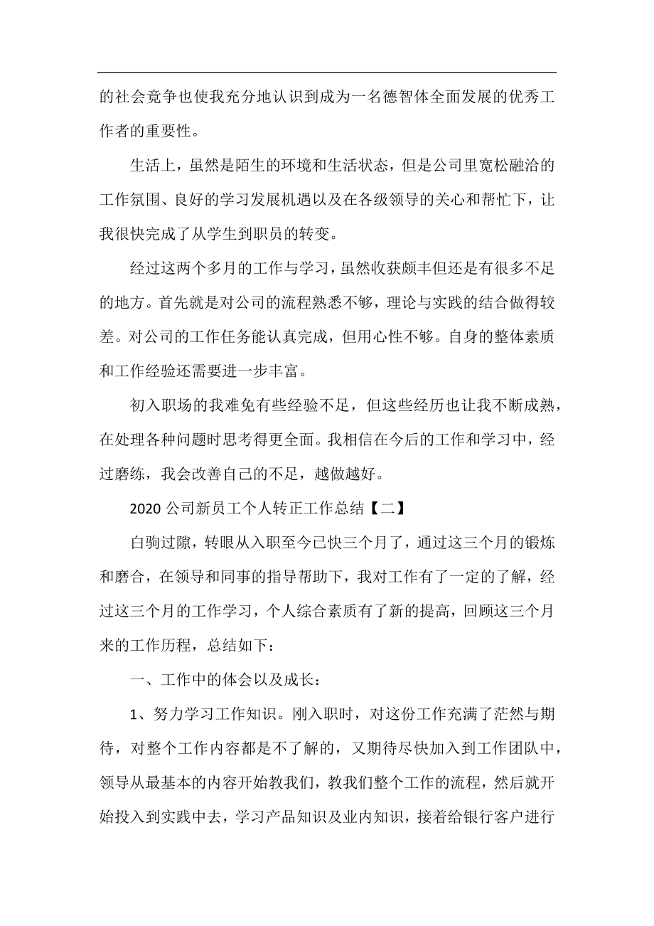 2020公司新员工个人转正工作总结.docx_第2页