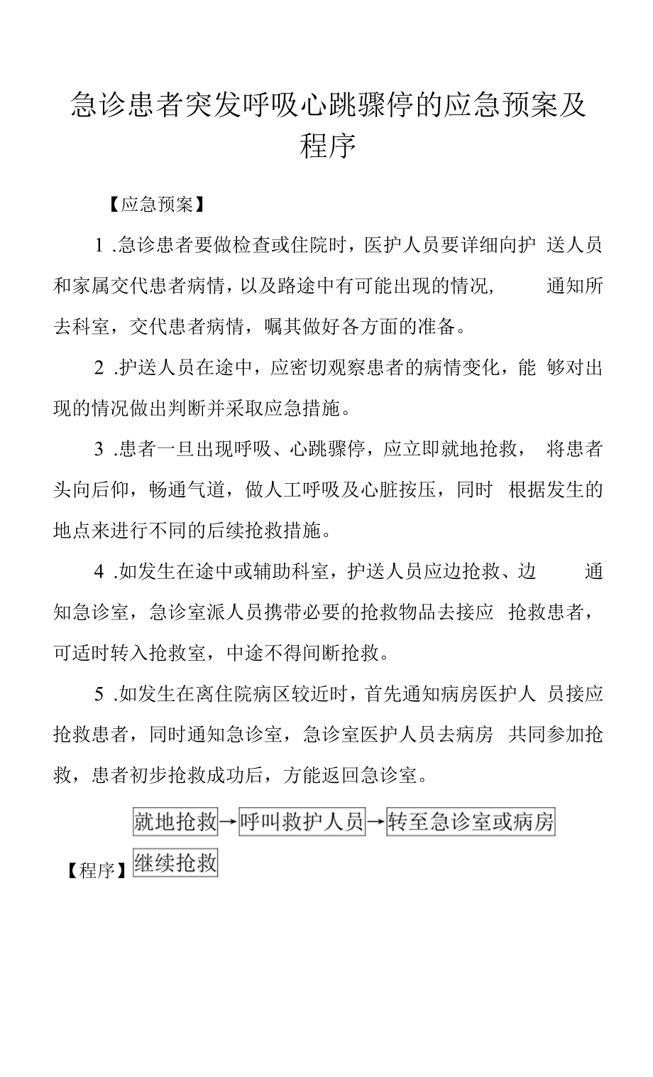 急诊患者突发呼吸心跳骤停的应急预案及程序.docx_第1页