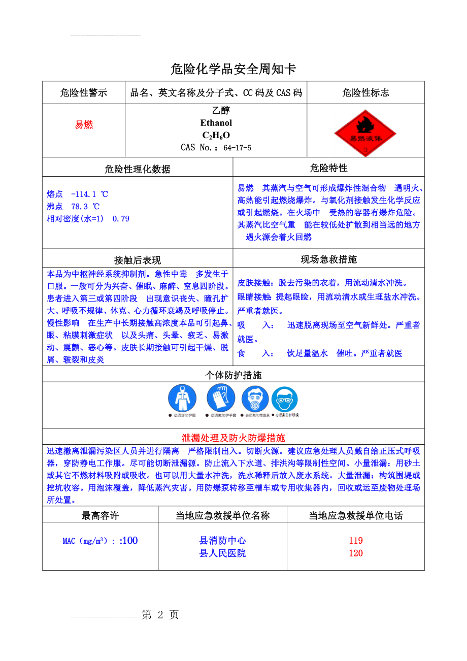 乙醇安全周知卡(危化品)(2页).doc_第2页