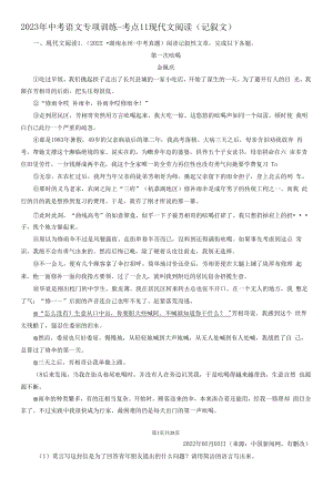 2023年中考语文专项训练-考点11现代文阅读（记叙文）真题汇编.docx