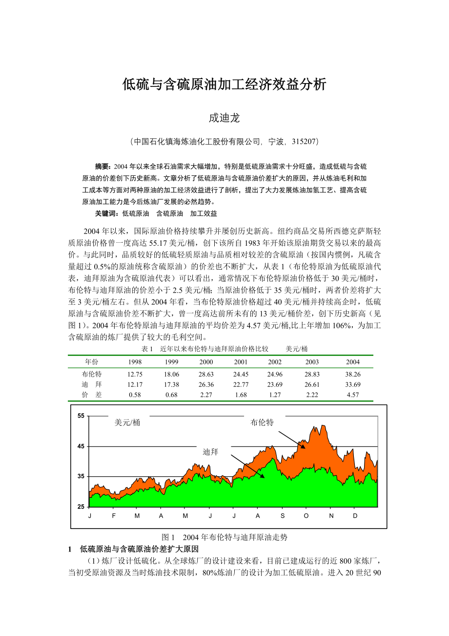 低硫与含硫原油加工经济效益分析..docx_第1页