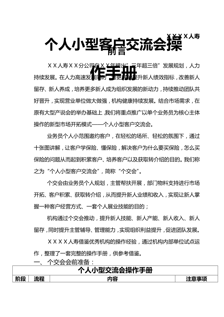 保险公司个人小型客户交流会操作手册.docx_第1页