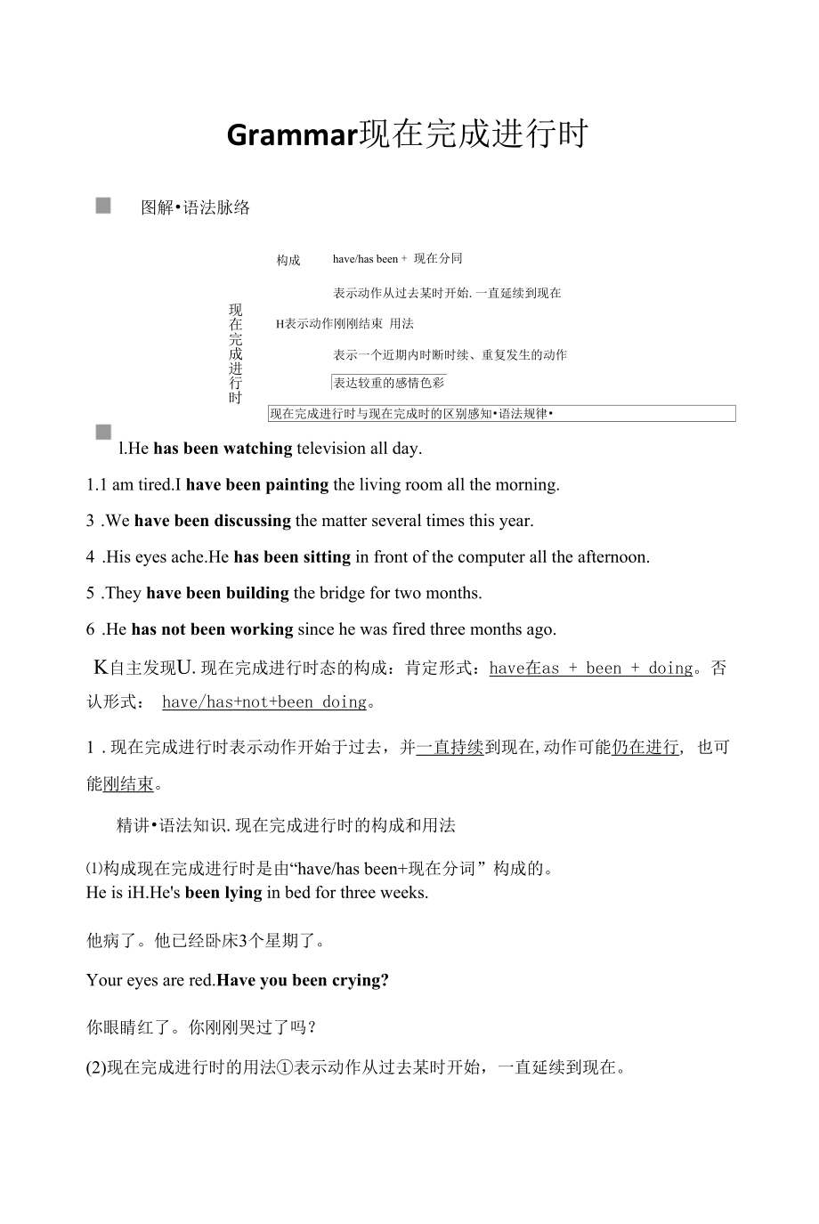 人教版(新教材)高中英语选修3Unit4 Adversity and Courage优质学案：Grammar——现在完成进行时.docx_第1页