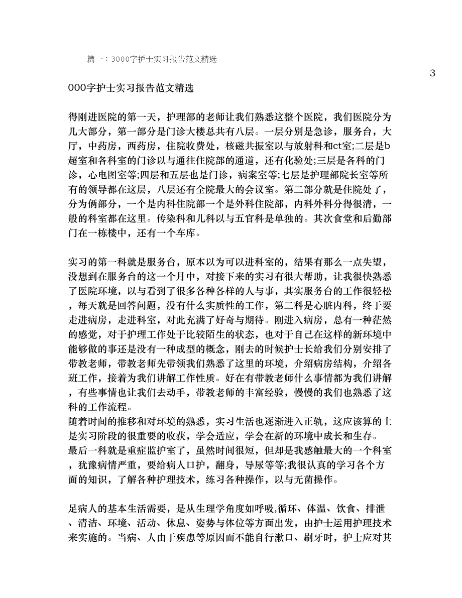 护士实习总结3000ZI.docx_第1页