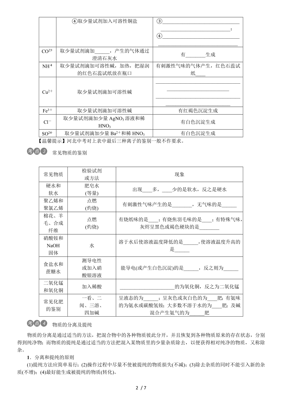 中考专题物质的检验鉴别和除杂剖析.doc_第2页