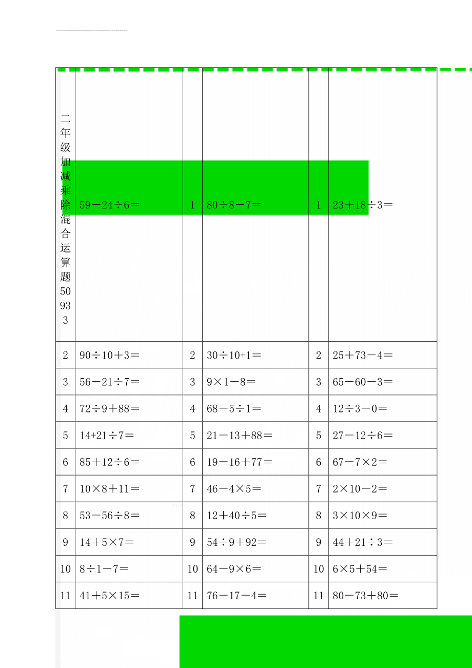 二年级加减乘除混合运算题50933(15页).doc_第1页