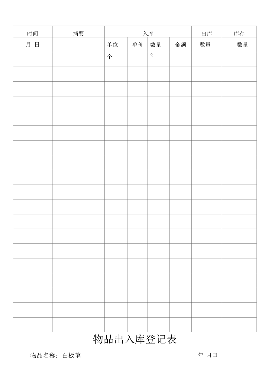 物品出入库登记表汇编（文化商贸公司）.docx_第2页