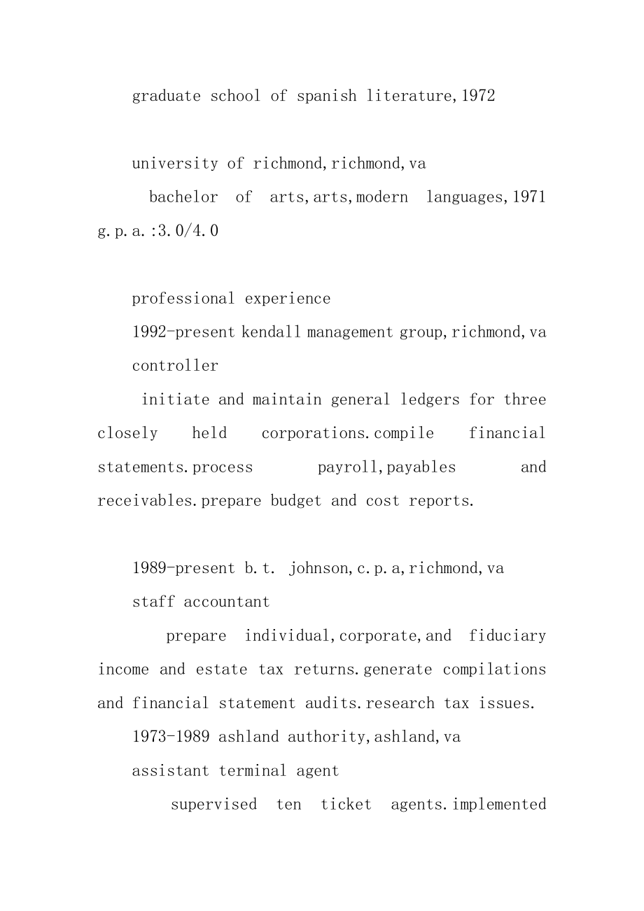 2022年管理员（CONTROLLER）英文简历.docx_第2页