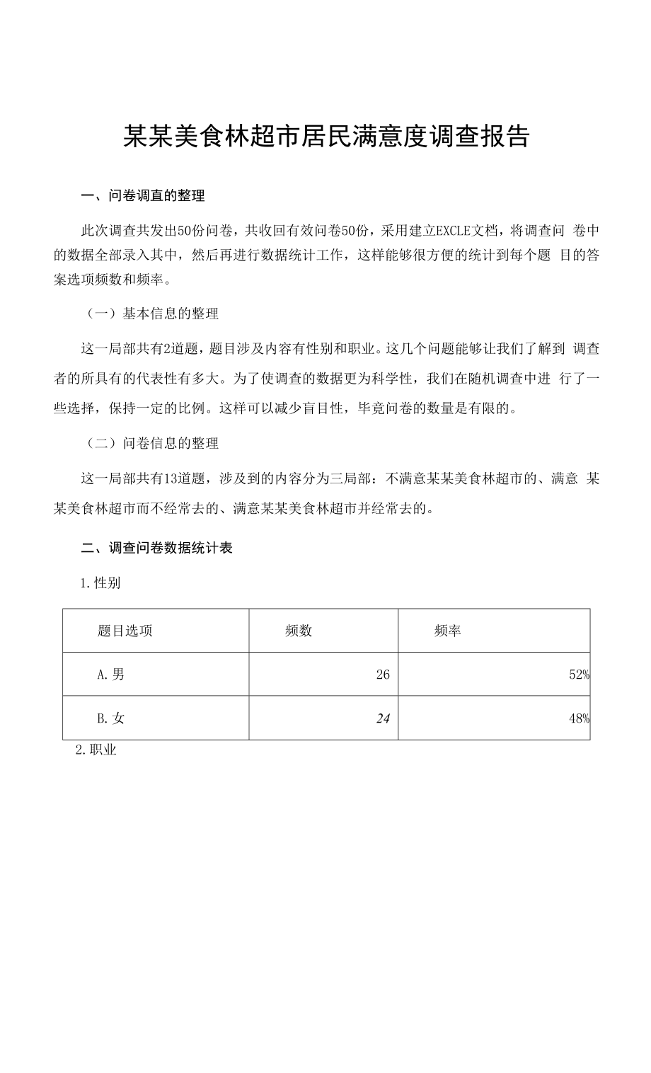 某某美食林超市居民满意度调查报告.docx_第1页