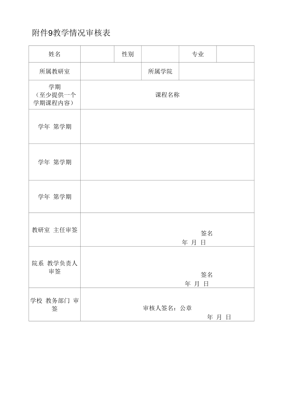 2022《教学情况审核表》.docx_第1页