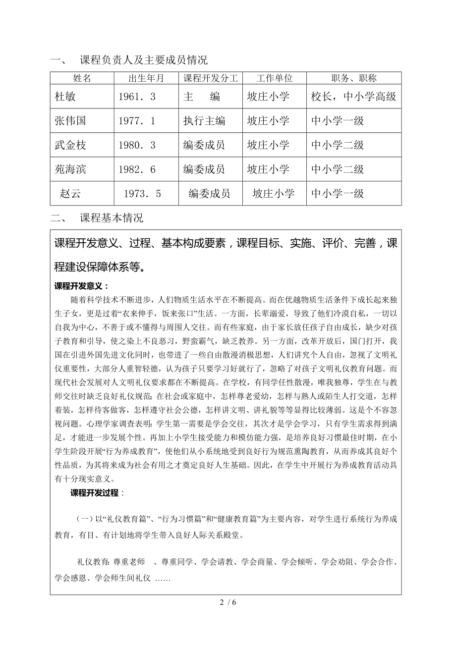 坡庄小学校本课程《行为养成教育》申报表.doc_第2页