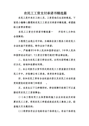 农民工工资支付承诺书精选.docx