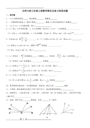 北师大版七年级上册数学期末总复习典型试题(15页).doc