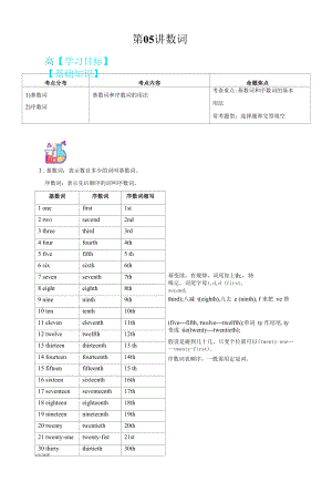 第05讲 数词（解析版）-【暑假自学课】2022年新七年级英语暑假精品课（人教版）.docx