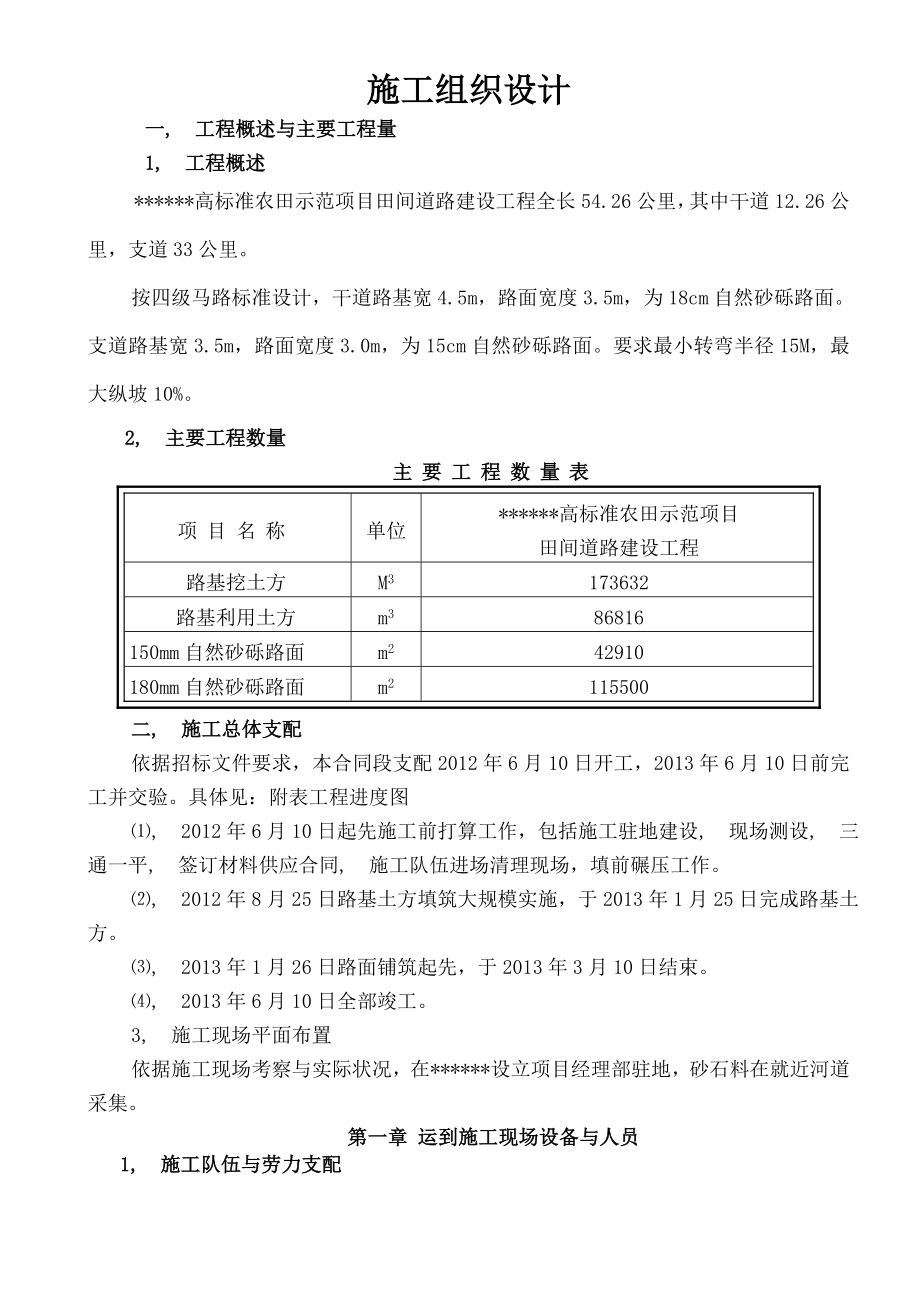 高标准农田道路施工方案.docx_第1页